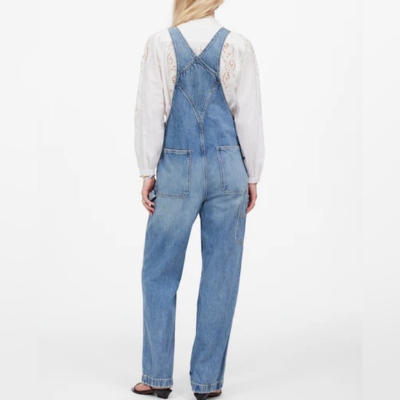 NWT Madewell Denim Relaxed Carpenter Overalls Lewisberg Wash Women’s Size Small - Picture 10 of 10